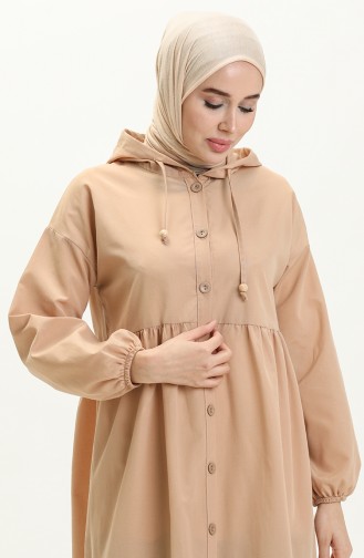 Terry Cotton Hooded Dress 24y8884-07 Milk Coffee 24Y8884-07