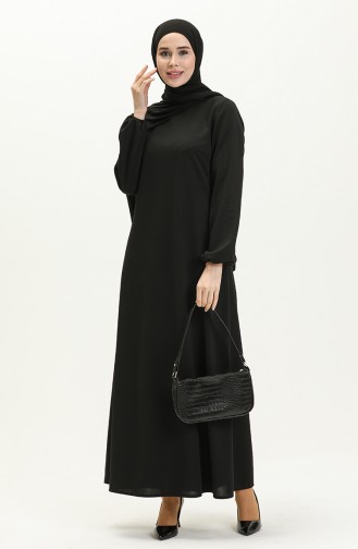 Kleid mit elastischen Ärmeln 2052-01 Schwarz 2052-01