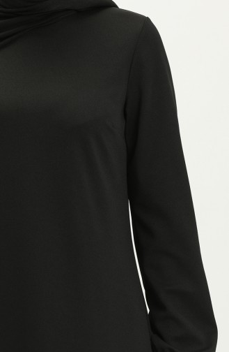 Kleid mit elastischen Ärmeln 2052-01 Schwarz 2052-01