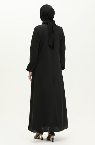 Kleid mit elastischen Ärmeln 2052-01 Schwarz 2052-01