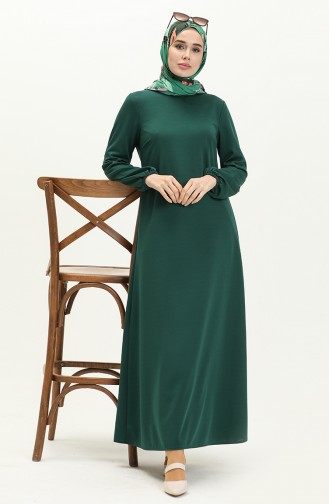 Elastic Sleeve Dress 2052-02 Emerald Green 2052-02