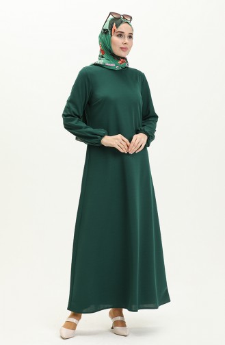Kleid mit elastischen Ärmeln 2052-02 Smaragdgrün 2052-02