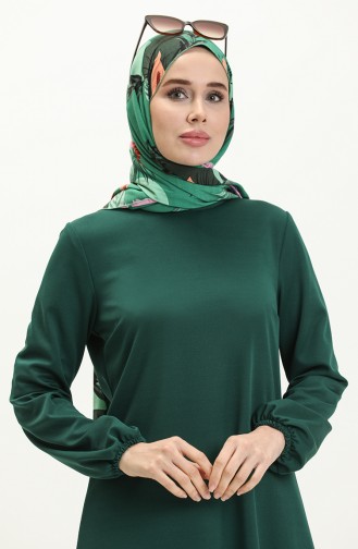 Elastic Sleeve Dress 2052-02 Emerald Green 2052-02