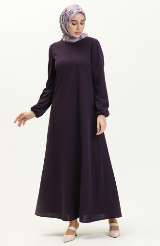 Kleid mit elastischen Ärmeln 2052-03 Zwetschge 2052-03