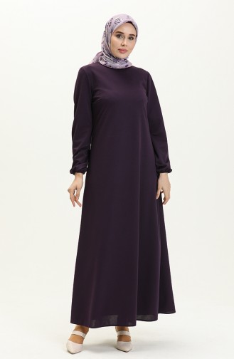 Kleid mit elastischen Ärmeln 2052-03 Zwetschge 2052-03