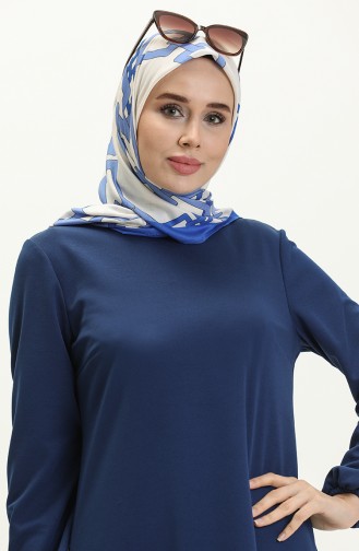 Kleid mit elastischen Ärmeln 2052-04 Indigo 2052-04