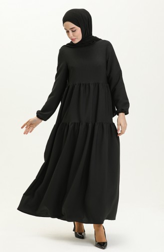 فستان مطوي 2053-01 أسود  2053-01