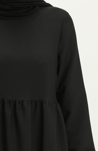 Gerafftes Detailkleid 2053-01 Schwarz 2053-01