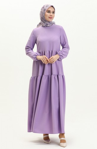 Shirred Detail Dress 2053-02 Lilac 2053-02