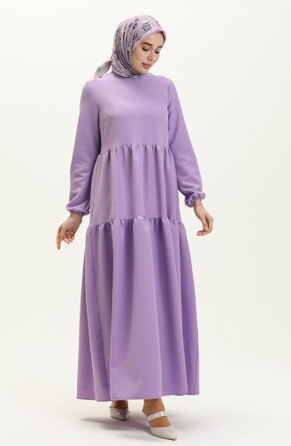 Shirred Detail Dress 2053-02 Lilac 2053-02