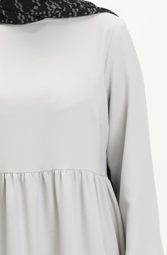 Shirred Detail Dress 2053-04 Light Gray 2053-04