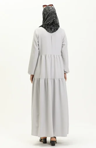 Gerafftes Detailkleid 2053-04 Hellgrau 2053-04