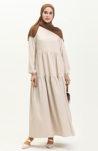 Robe Détaillée à Volants 2053-05 Beige 2053-05