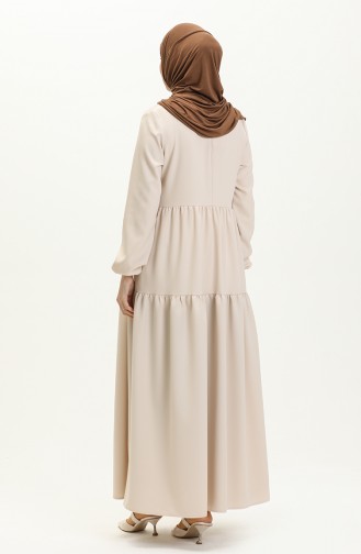 Robe Détaillée à Volants 2053-05 Beige 2053-05