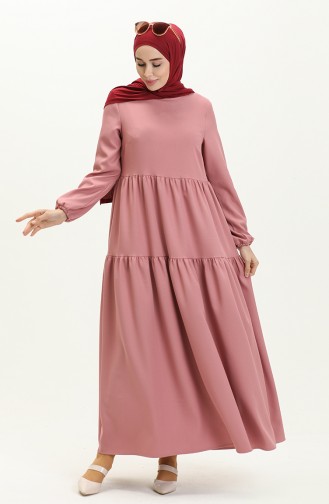 Gerafftes Detailkleid 2053-07 Rose 2053-07
