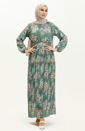 Plissiertes Chiffonkleid 0884-01 Grün 0884-01