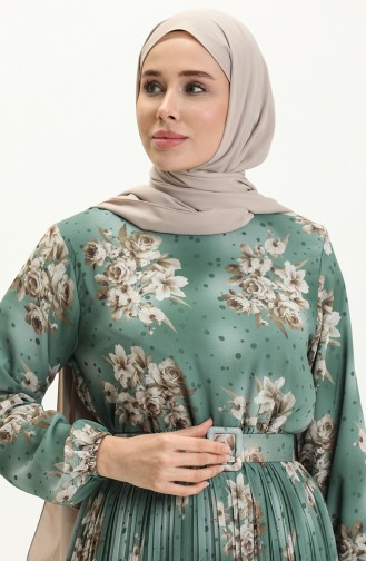 Plissiertes Chiffonkleid 0884-01 Grün 0884-01