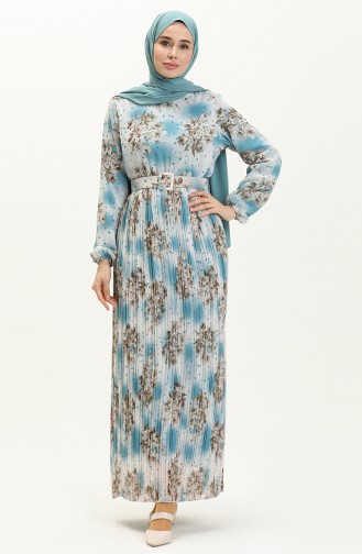 Plissiertes Chiffonkleid 0884-04 Blau 0884-04