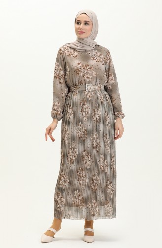 Plissiertes Chiffonkleid 0884-05 Dunkel Nerz 0884-05
