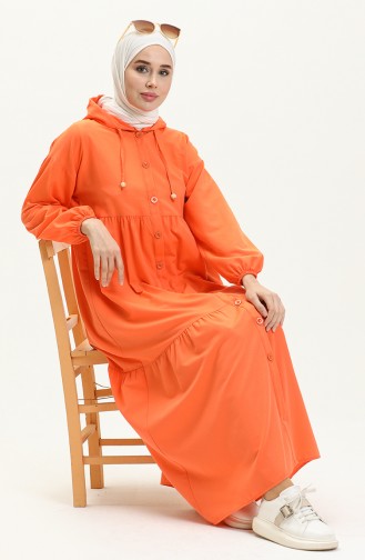 فستان قطن تيري بقبعة 24Y8884-08 برتقالي 24Y8884-08