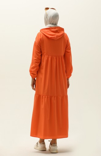 فستان قطن تيري بقبعة 24Y8884-08 برتقالي 24Y8884-08