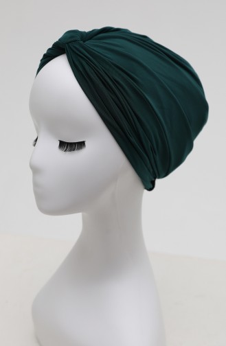 Fertige Bonnet mit Knoten 0027-10 Smaragdgrün 0027-10