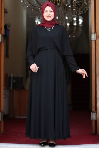 Black Hijab Evening Dress 1841