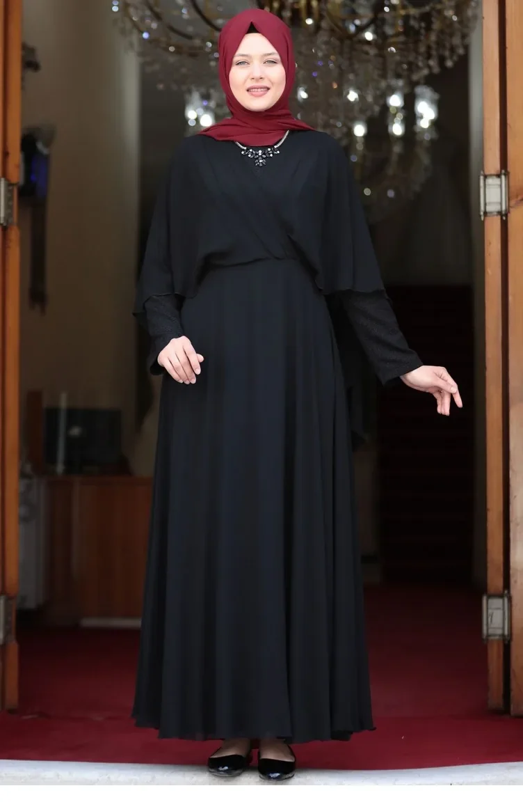 Schwarz Hijab-Abendkleider 1841