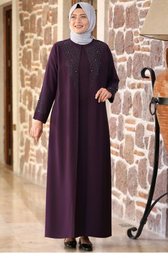 Purple Hijab Evening Dress 2155