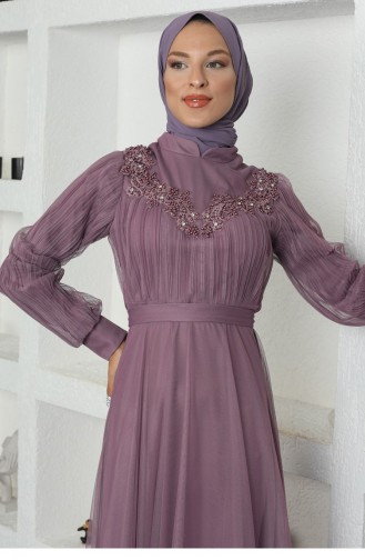 Dark Violet Hijab Evening Dress 2596