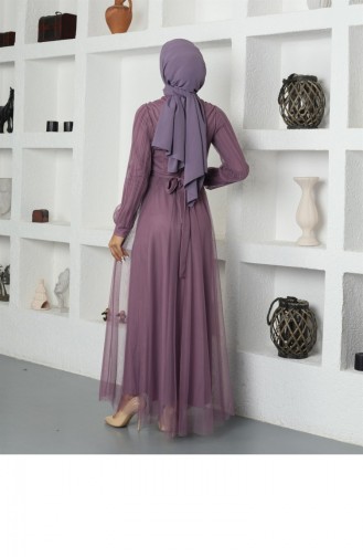 Dark Violet Hijab Evening Dress 2596