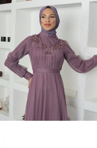 Dark Violet Hijab Evening Dress 2596