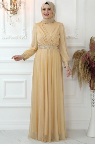Gold Hijab-Abendkleider 2612