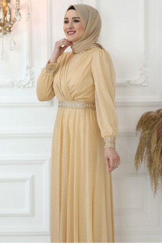 Gold Hijab-Abendkleider 2612