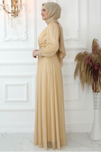 Gold Hijab-Abendkleider 2612