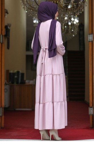 Powder Hijab Evening Dress 2705