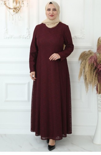 Amine Hüma Leaf Hijab Jurk Claret Red 2717