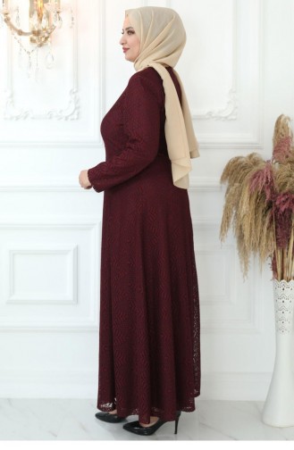 Amine Hüma Leaf Hijab Jurk Claret Red 2717