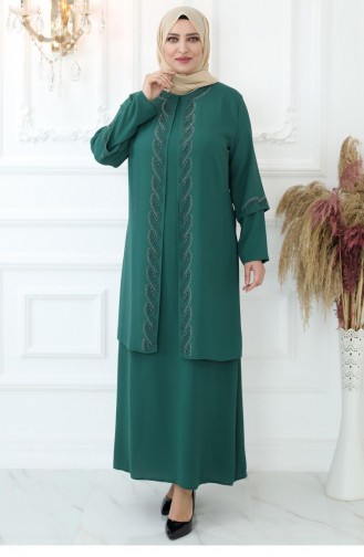 Smaragdgrün Hijab-Abendkleider 2734