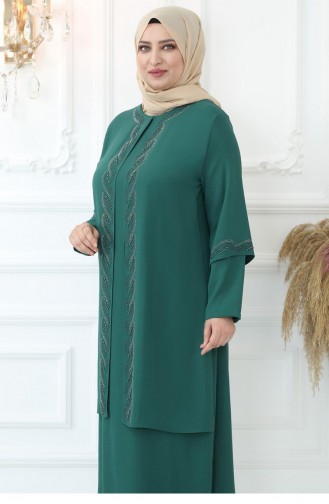 Smaragdgrün Hijab-Abendkleider 2734