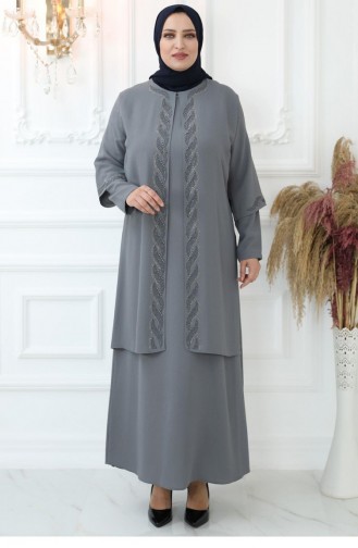 Grau Hijab-Abendkleider 2735