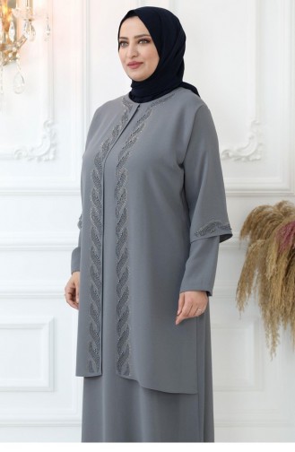 Grau Hijab-Abendkleider 2735