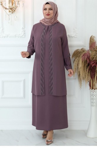 Beige-Rose Hijab-Abendkleider 2736