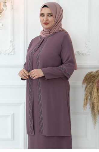 Beige-Rose Hijab-Abendkleider 2736