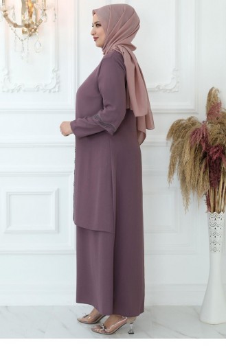 Beige-Rose Hijab-Abendkleider 2736