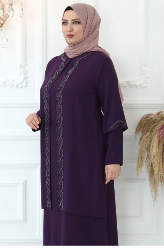 Plum Hijab Evening Dress 2737