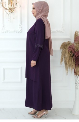 Plum Hijab Evening Dress 2737