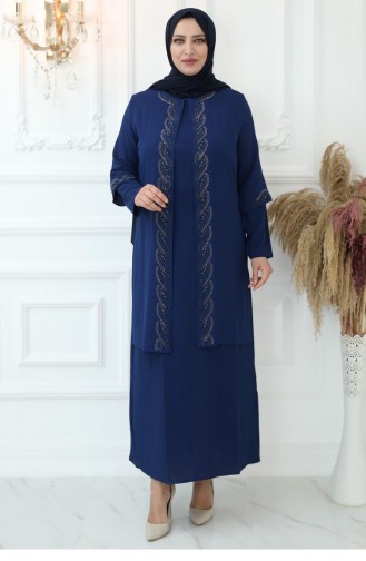 Indigo Hijab-Abendkleider 2738