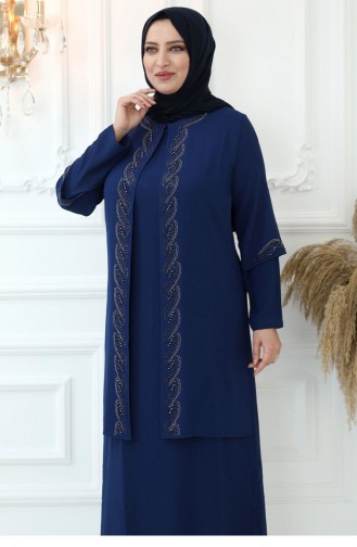 Indigo Hijab-Abendkleider 2738
