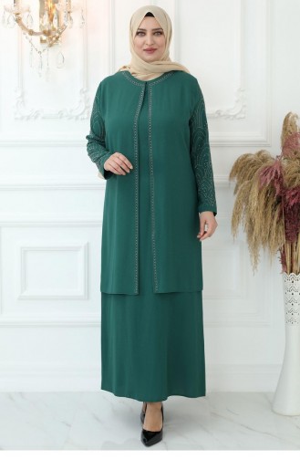 Emerald Green Hijab Evening Dress 2741